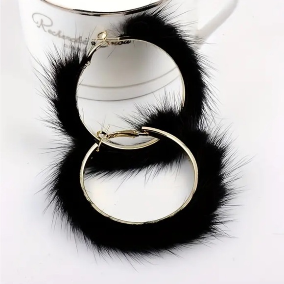 Jewelry - Black Fur Earrings